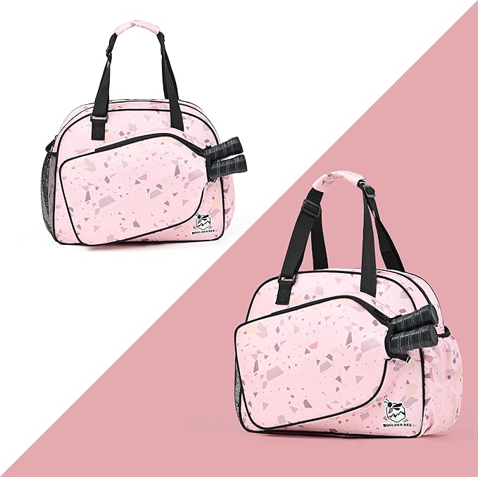 Boulder Bee Pickleball Bags, Premium Pickleball Tote Bag for Girls, Women’s Hand/Shoulder Gym Bag w Water Bottle Holder, with Pickleball Racquet/Paddle Holder