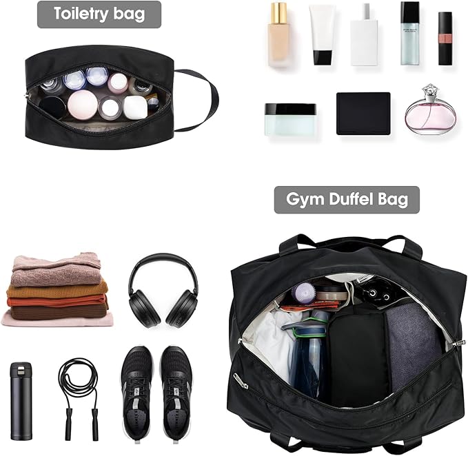 Ceneda 20" Gym Bag for Women with Wet Pocket & Shoe Compartment, Lightweight Duffel Waterproof Carry On Duffle for Travel, Yoga, Overnight (Black)