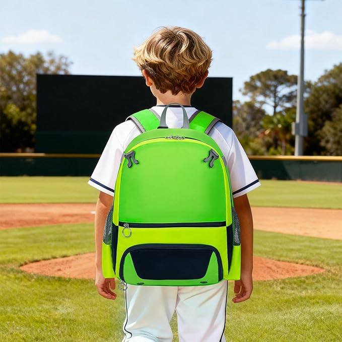 2025 Youth Baseball & Softball Bag | Ultra-Light Tball Backpack with Shoe Compartment & Helmet Holder | Skin-Soft Fabric