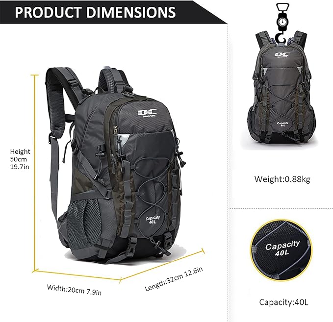 Diamond Candy Waterproof Hiking Backpack for Men and Women, Lightweight Day Pack for Travel Camping | Waterproof, Lightweight, for Travel Camping