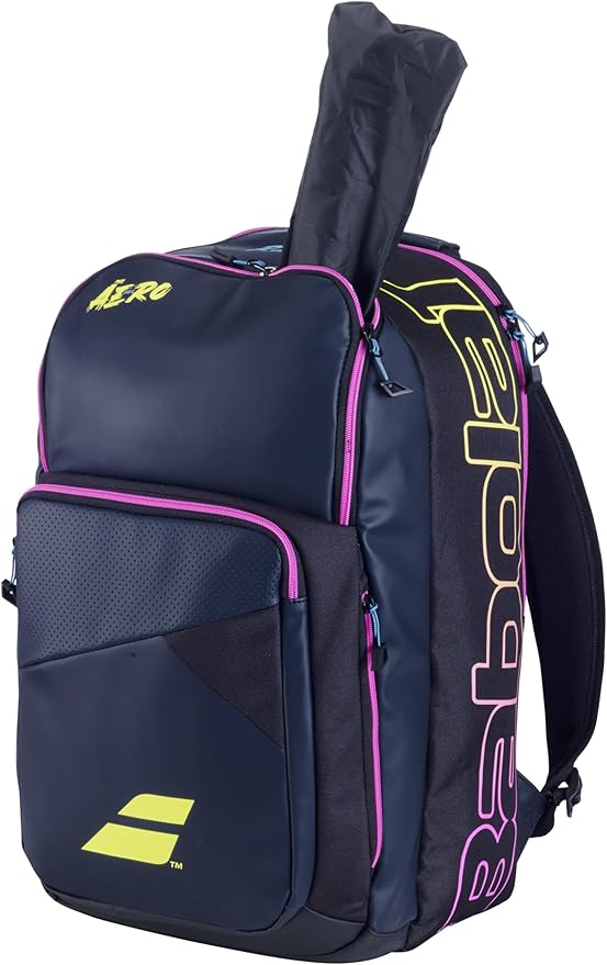 Babolat Pure Aero Rafa Tennis Backpack (Dark Navy/Yellow/Pink)