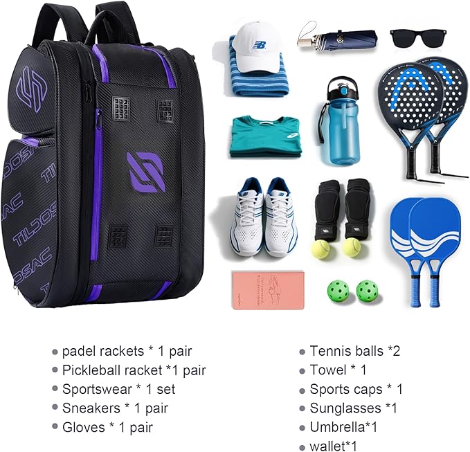 2-in-1 Detachable Pickleball & Padel Bag for Men Women | Thermal Foil Insulated Racket Compartment | Outdoor & Gym