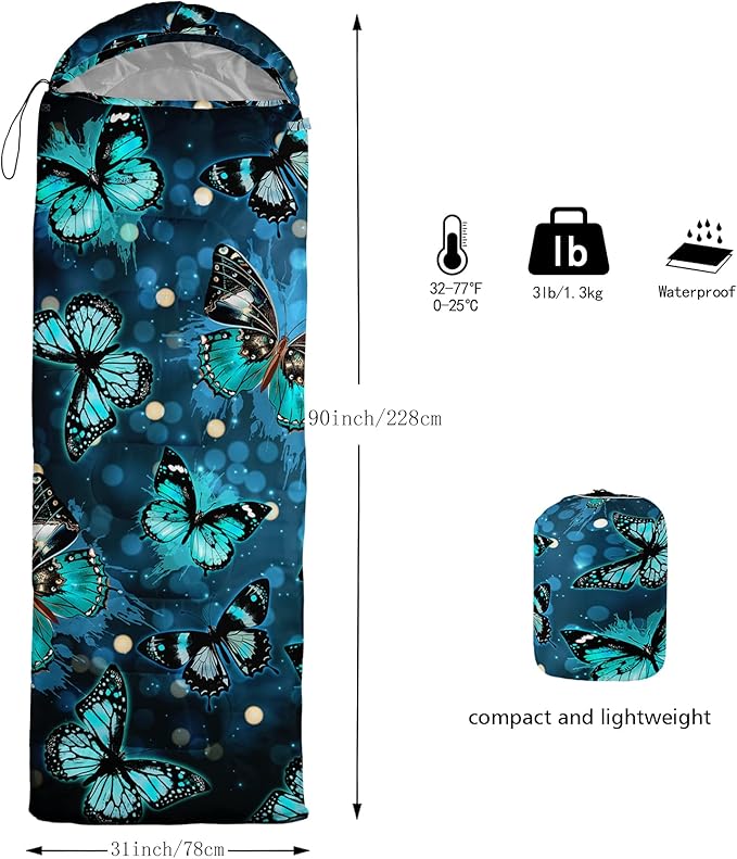 QOOMO Camping Sleeping Bags,3 Season Warm & Cool Weather,Lightweight,Waterproof Sleeping Bags for Adults & Kids,Traveling,and Outdoors,Camping Gear Equipment