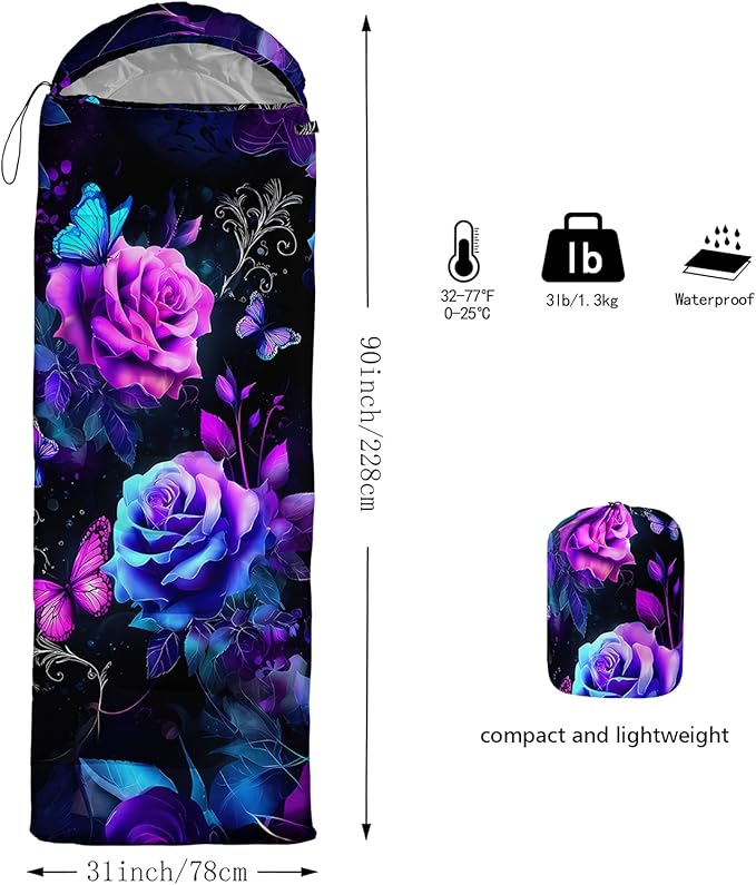 QOOMO Camping Sleeping Bags,3 Season Warm & Cool Weather,Lightweight,Waterproof Sleeping Bags for Adults & Kids,Traveling,and Outdoors,Camping Gear Equipment