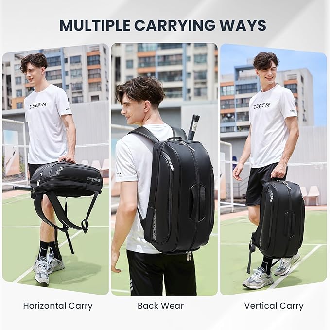 Tennis Racket Bag Pickleball Padel Backpack With Shoe Compartment, Laptop Sleeve,Fence Hook,Ball Sleeve