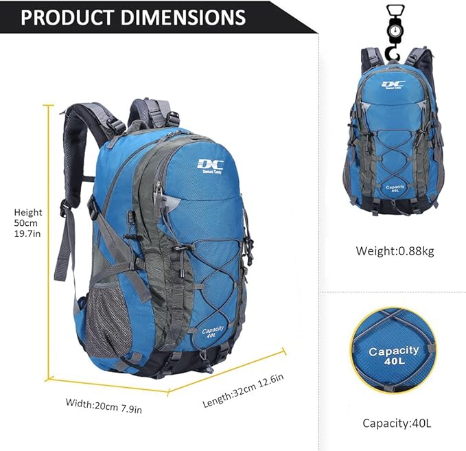 Diamond Candy Waterproof Hiking Backpack for Men and Women, Lightweight Day Pack for Travel Camping | Waterproof, Lightweight, for Travel Camping