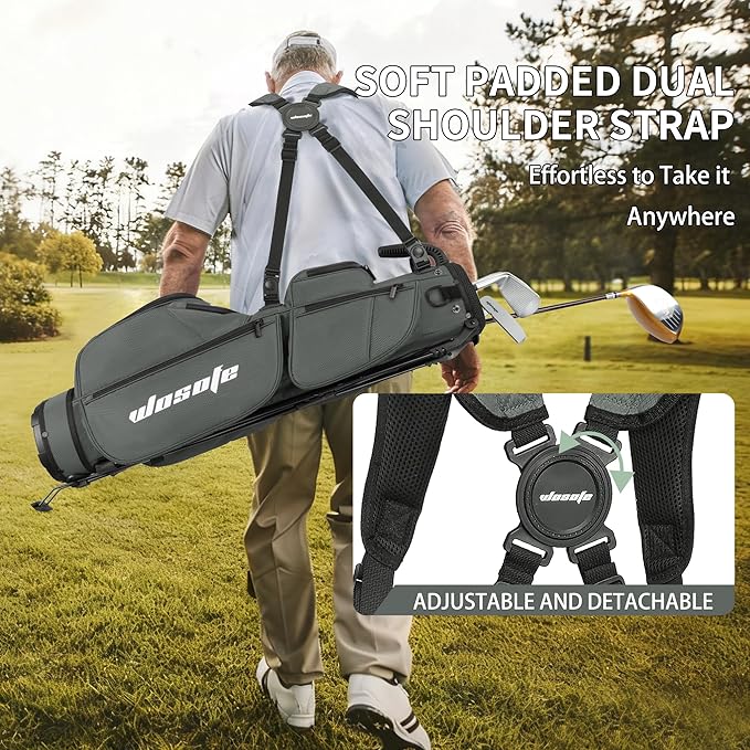 3-Way Dividers Lightweight Golf Stand Bag for Men Women, Mini Small Par3 Golf Bag,Driving Range Executive Courses Portable and Durable with Adjustable and Detachable Dual - Shoulder Straps Rain Cover