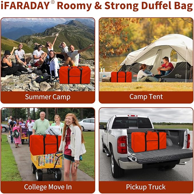 110L Extra Large Duffel Bag 32.5 inch Travel Duffle Bag lightweight Luggage Storage Bag for Outdoor, Camping, Sport-Orange