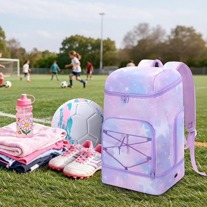 Soccer Backpack for Girls with Separate Ball Pocket and Shoe Compartment, Sports Bags for Soccer, Basketball, Volleyball