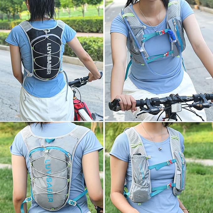 Azarxis Hydration Backpack 5L Running Vest Lightweight Breathable Water Daypack for Women Men Trail Race Marathon Jogging Hiking Climbing Camping Biking (Black - Only Backpack)