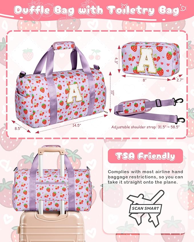 4 5 6 7 8 9 10 11 12 13 Year Old Girl Birthday Gifts Idea, Trendy Dance Gymnastics Cheer Ballet Bag for Girls, Kids Duffle Bag for Travel, Sports, Overnight, Sleepover Party, Cute Trendy Stuff