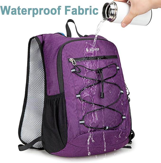 BOVIP Lightweight Hydration Back,15L Multipurpose Hiking Backpack with 1.5L Water Bladder ,Hydro Water Daypack for Cycling Hiking Rave for Men Women
