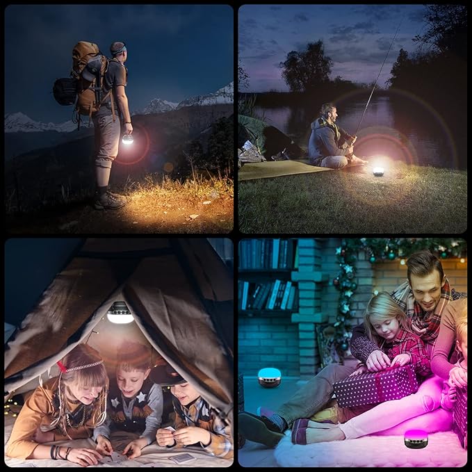 ZMNT LED Camping Lantern Rechargeable 1400LM, Up to 420H Running Time Camping Tent RGB Light, 10400mAh Emergency Hanging Light for Hurricane, Power Outages, Home, Hiking