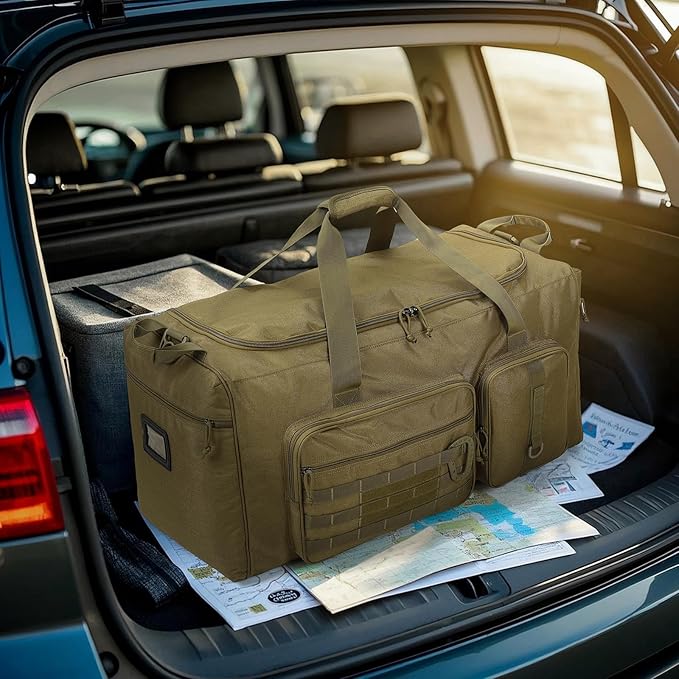 120L Extra Large Gym Duffle Bag for Men Women 32" Heavy Duty Duffel Bags for Travel with Shoes Compartment Tactical Sports Gym Equipment Bag for Football Baseball & Training, Upgraded Brown