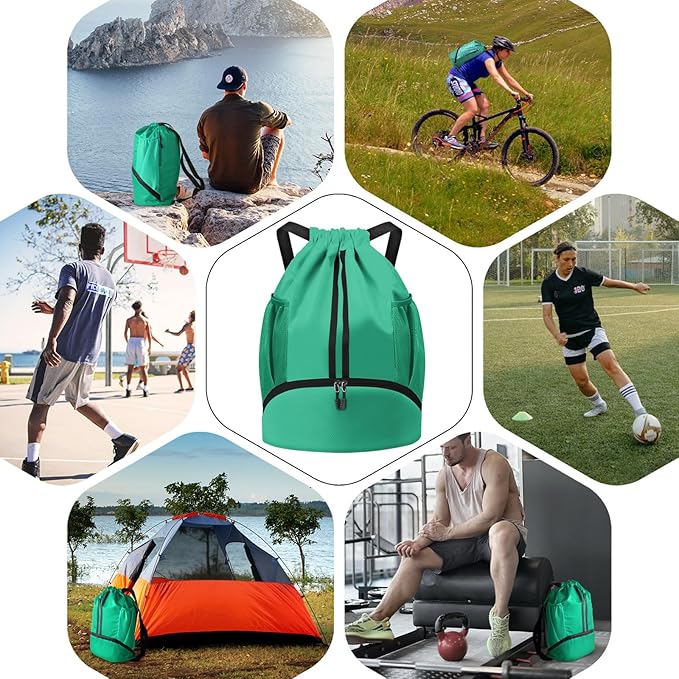 BROTOU Soccer Bags, Football Backpack, Volleyball Bag, Drawstring Backpack with Ball and Shoe Compartment, Football bags for Equipment Swim Gym Bag
