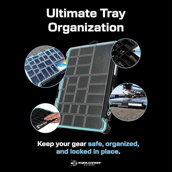 Evolution Fishing BallistiX Terminal Tackle Tray - Waterproof, Anti-Corrosion, One Hand Latch, Clear Lid, Lure Box, Tackle Storage