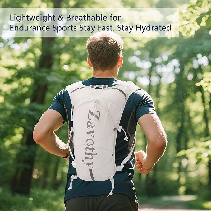Zavothy Hydration Running Vest for Men & Women β Lightweight 1.5L Hydration Pack with Phone Pockets, Water Bottle Holders, Reflective Strips, Rain Cover β Trail Running, Cycling, Marathon