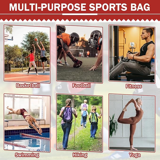 KAEGREEL Drawstring Soccer Bag Basketball Backpack for Kids Teens, Foldable Sports Bags Detachable Ball Mesh Bag for Gym Yoga Football Baseball