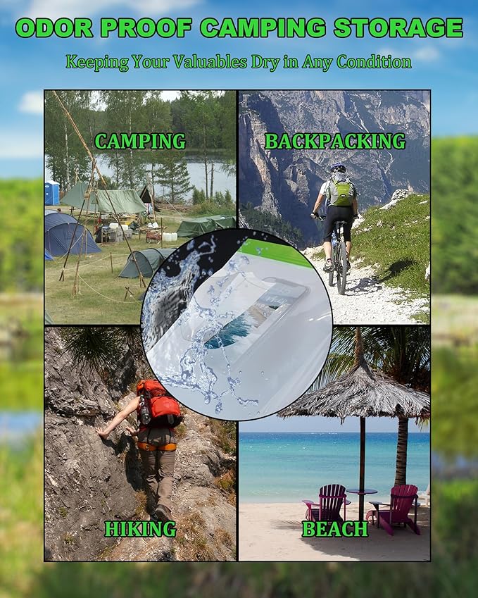 Odor Proof Storage Bags - 9 x 10 Inch Odor Food Bags for Backpacking, Camping and Home Organization - Reusable Smell Proof Bag Waterproof and Double Zip(4 Pack)