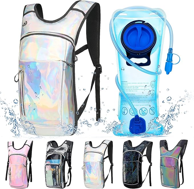 CTSAYCTL Hydration Backpack,Water Backpack with 2L Water Bladder,Festival Essential-Rave Hydration Pack,Lightweight Insulation Hydropack for Outdoor,Hiking,Running,Biking,Music Festival for Men Women