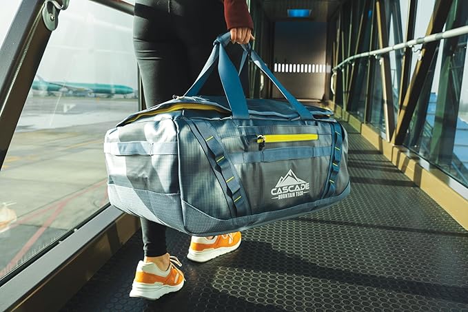 Cascade Mountain Tech 60L Duffle Bag, Convertible Travel Duffel Bag for Men Women, Water Resistant & Tear Resistant