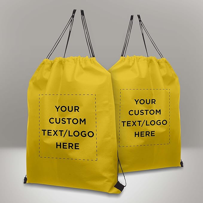 DISCOUNT PROMOS Custom Non-Woven Drawstring Backpacks Set of 10/50/100, Personalized Bulk Pack