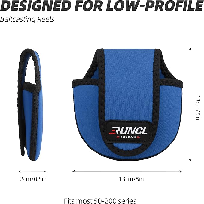 RUNCL Baitcasting Reel Bag – Protective Storage Pouch for Baitcasting Reels & Spinning Reels, Lightweight & Durable, Ideal for Freshwater & Saltwater Fishing Trips (Blue & Black)