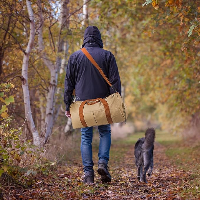 Duffle Bag for Men Personalized Overnight Bags Travel Bag with Durable Canvas Weekender Overnight Bag with Shoe Compartment Custom Groomsmen Gift for Travel Gym Storage Camping Moving (Khaki)