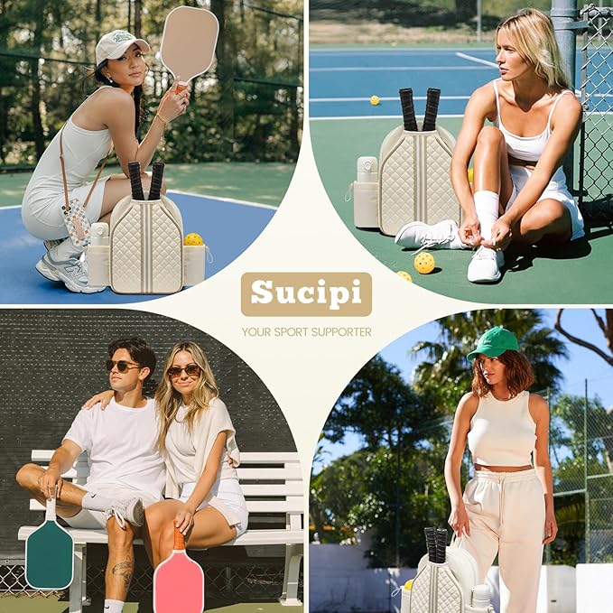 Sucipi Pickleball Bags for Women Lightweight Crossbody and Stylish Quilted Pickleball Paddle Sling Bag Backpack