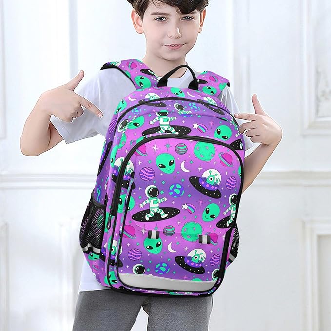 Cute Astronauts Alien Space Laptop Backpack Purse for Women Men School Bag 17 Inch Bookbag Student Boys Girls Travel Casual Daypack