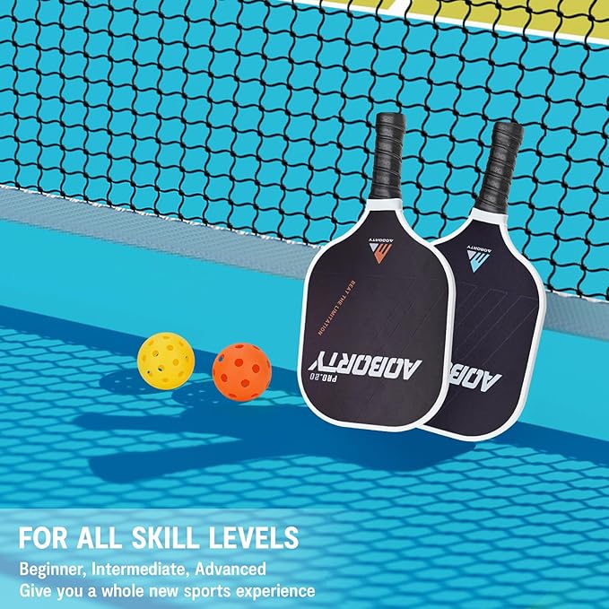 Pickleball Paddles 4 Pack - USAPA Light Graphite Premium Rackets Fiber Face & Polymer Honeycomb Core Pickleball Set with 4 Outdoor Indoor Balls Including Portable Carry Bag