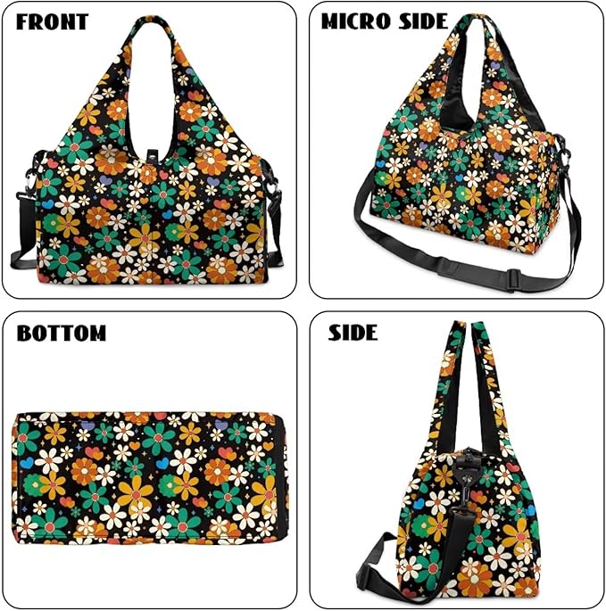 ZCFYGDX Yoga Gym Bag with Removable Adjustable Shoulder Strap, Shoe Compartment & Top Yoga Mat Holder 17.72x8.66x9.84in