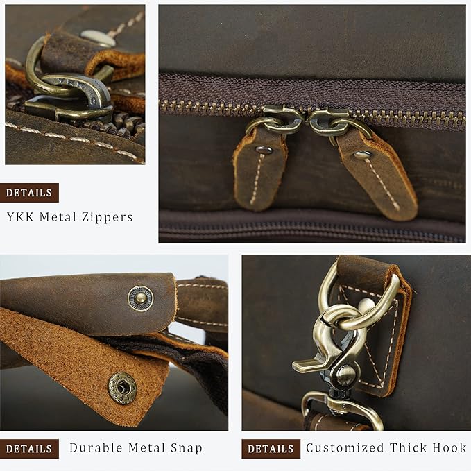 Polare 23" Expandable to 29'' Duffel Retro Thick Full Grain Cowhide Leather Gym Weekender Overnight Luggage Bag For Men