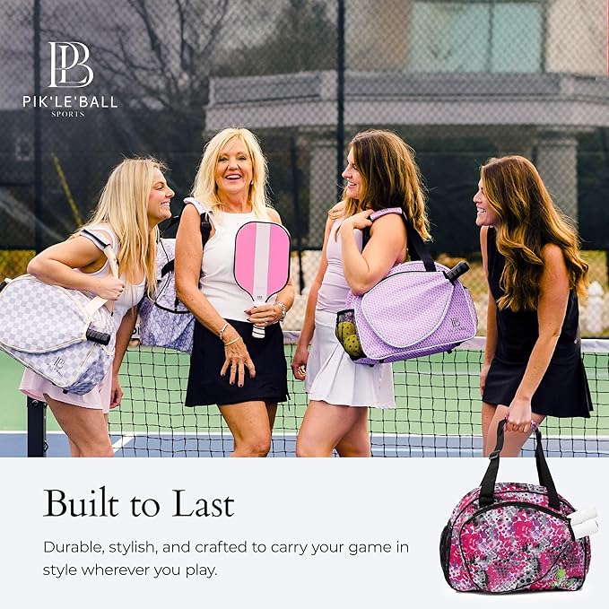 Pik’le’Ball Sport Premium Women's Pickleball Bag – Stylish and Versatile Sports Bag with Water Bottle Holder, Padded Paddle Pocket, and Spacious Design (fits 2+ Paddles!)