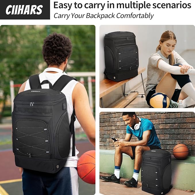 Basketball Backpack Bag Large Sports Bag with Separate Ball holder & Shoes compartment, Best for Basketball, Soccer,Volleyball,Gym