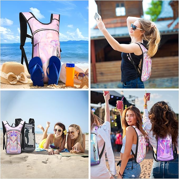 CTSAYCTL Hydration Backpack,Water Backpack with 2L Water Bladder,Festival Essential-Rave Hydration Pack,Lightweight Insulation Hydropack for Outdoor,Hiking,Running,Biking,Music Festival for Men Women