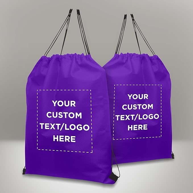 DISCOUNT PROMOS Custom Non-Woven Drawstring Backpacks Set of 10/50/100, Personalized Bulk Pack