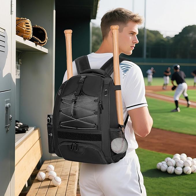 ANILD 30L Youth Baseball Backpack, Bat Backpack for Baseball with Separate Shoes Compartment, Baseball Equipment Bag with Fence Hook, Suitable for Baseball, T-Ball, Softball and More