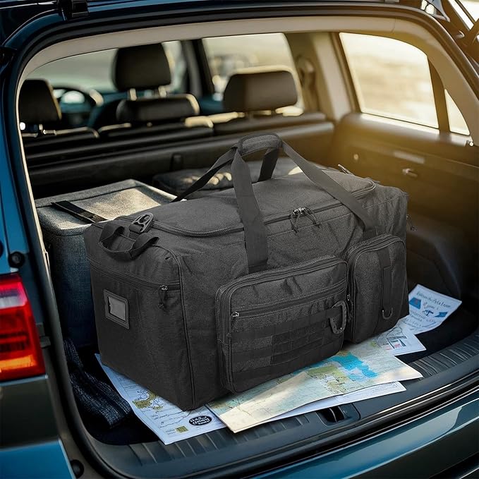 120L Extra Large Gym Duffle Bag for Men Women 32" Heavy Duty Duffel Bags for Travel with Shoes Compartment Tactical Sports Gym Equipment Bag for Football Baseball & Training, Upgraded Black