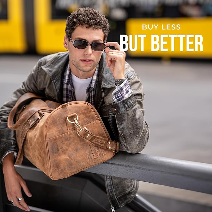 Berliner Bags Vintage Genuine Leather Duffle Bag Oslo for Travel or the Gym, Weekender, Travel Bag, Overnight Bag for Men and Women - Brown