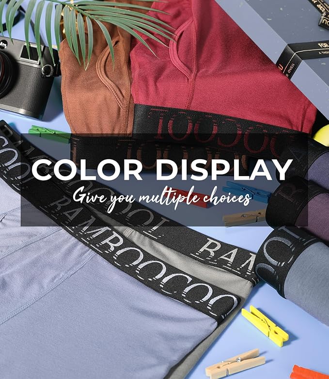 BAMBOO COOL Men's Ultra ComfortSoft Underwear, Moisture Wicking & Breathable No Ride Up Boxer Briefs with Fly, Multipack