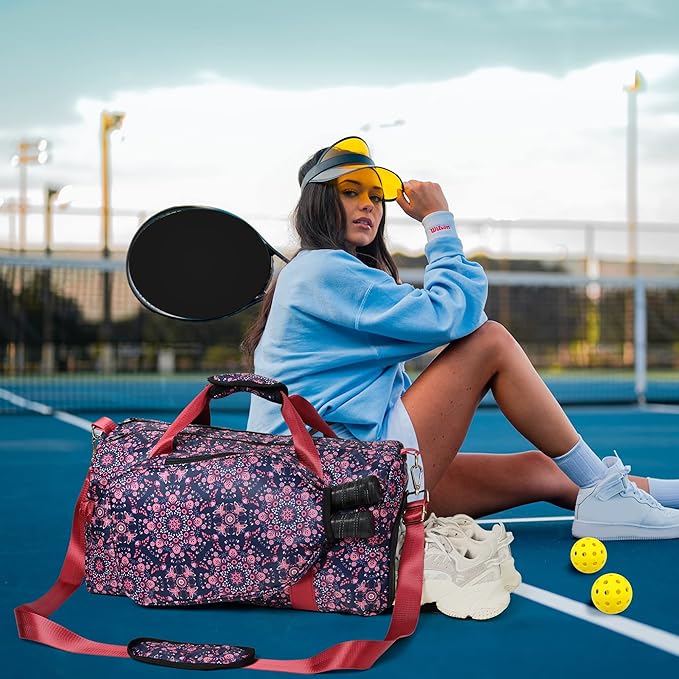 Boulder Bee Pickleball Bags, Premium Pickleball Tote Bag for Girls, Women’s Hand/Shoulder Gym Bag w Water Bottle Holder, with Pickleball Racquet/Paddle Holder