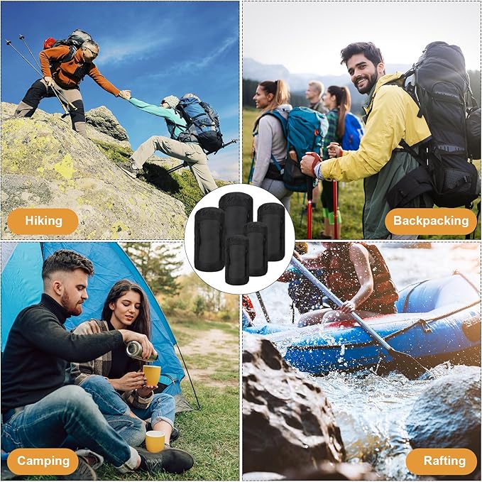 5 Pcs Compression Sacks for Backpacking 5L/10L/15L/20L/35L Camping Sleeping Bag Stuff Sack Water Resistant Sleeping Bag Storage Sack for Space Saving Hiking Gear
