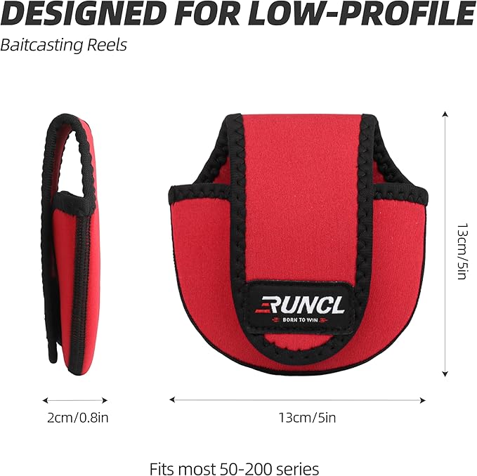 RUNCL Baitcasting Reel Bag – Protective Storage Pouch for Baitcasting Reels & Spinning Reels, Lightweight & Durable, Ideal for Freshwater & Saltwater Fishing Trips (Red & Black)
