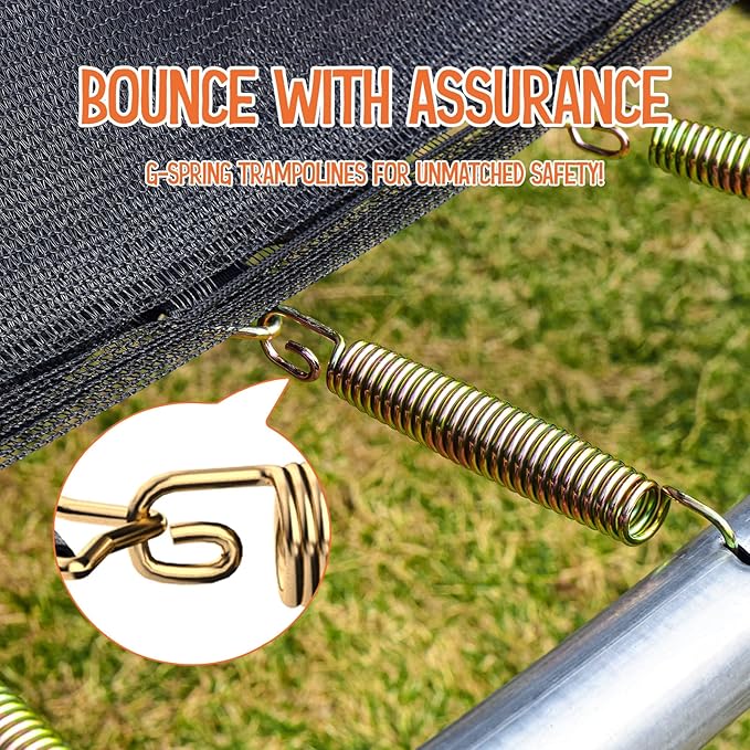 jumpfly Tranpoline 8/10/12/14/15/16FT Tranpoline Outdoor for Kids and Adults Recreational Tranpolines with Basketball Hoop, Anti-Rust Ladder, ASTM Approved