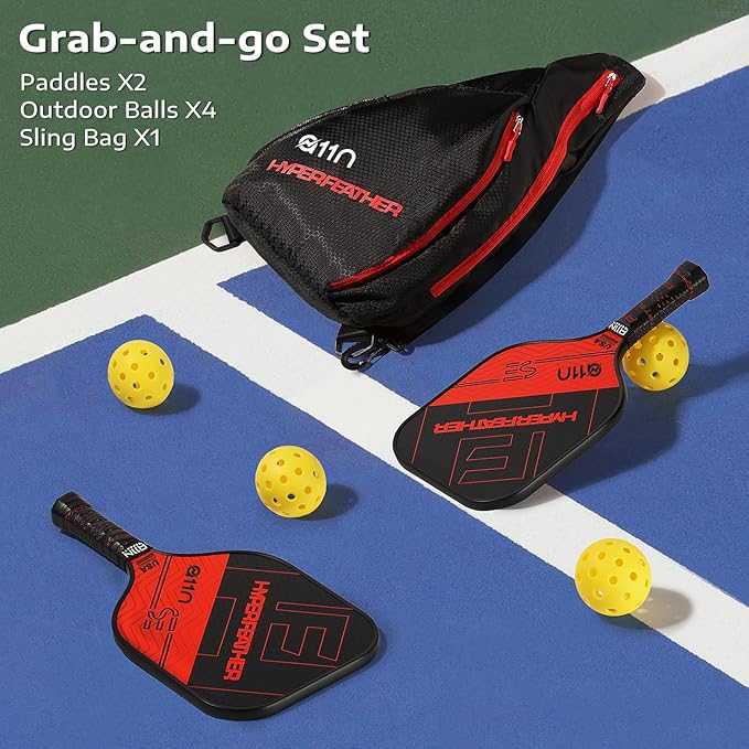 A11N SPORTS Pickleball Paddles Set of 2 Graphite Surface Rackets with 4 Pickleball Balls and Pickleball Bag for Beginners - USAPA Approved