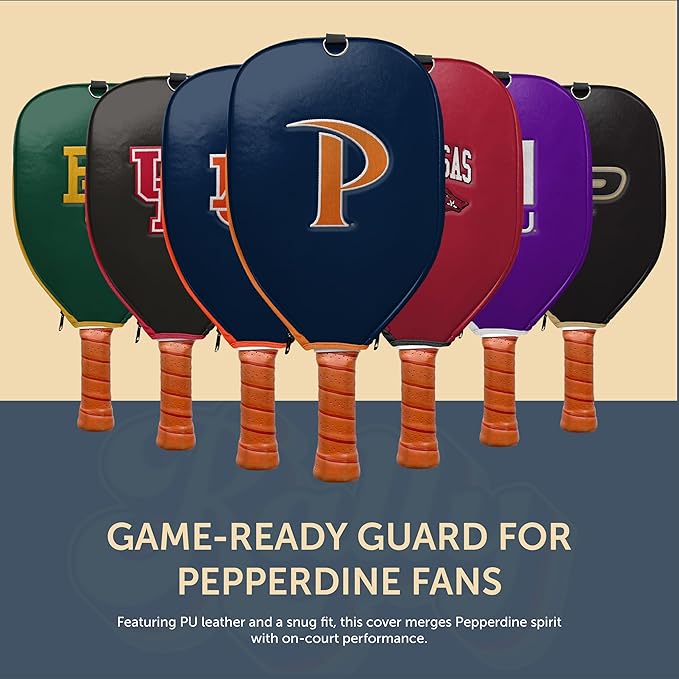 Officially Licensed Collegiate Pickleball Paddle Cover - Lightweight PU Leather Material - Durable Foam Interior Protection with Zippered Closure - Fits Most Paddles on the Market