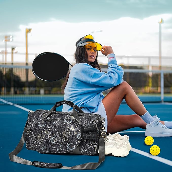 Boulder Bee Pickleball Bags, Premium Pickleball Tote Bag for Girls, Women’s Hand/Shoulder Gym Bag w Water Bottle Holder, with Pickleball Racquet/Paddle Holder