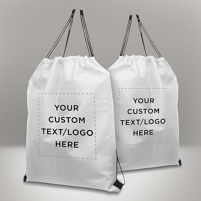 DISCOUNT PROMOS Custom Non-Woven Drawstring Backpacks Set of 10/50/100, Personalized Bulk Pack