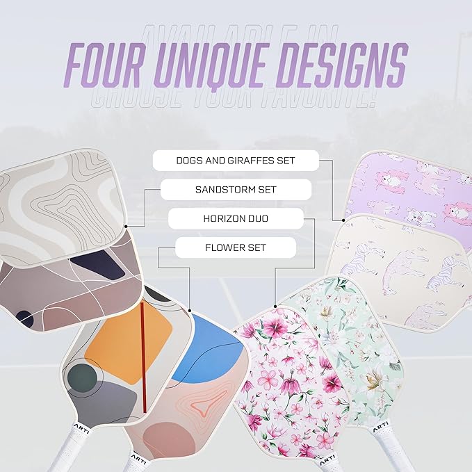 ARTI Pickleball Paddles Set of 2-USAPA Approved Fiberglass Surface Pickleball Set,2 Pickleball Rackets, 4 Balls and 1 Portable Carry Bag